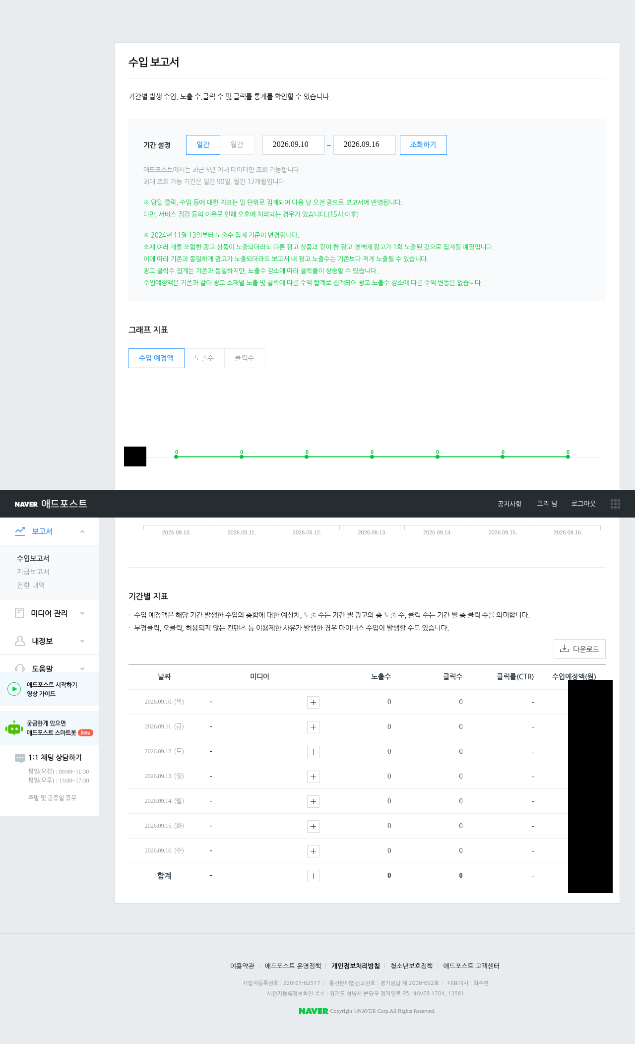 애드포스트 · 수입 보고서